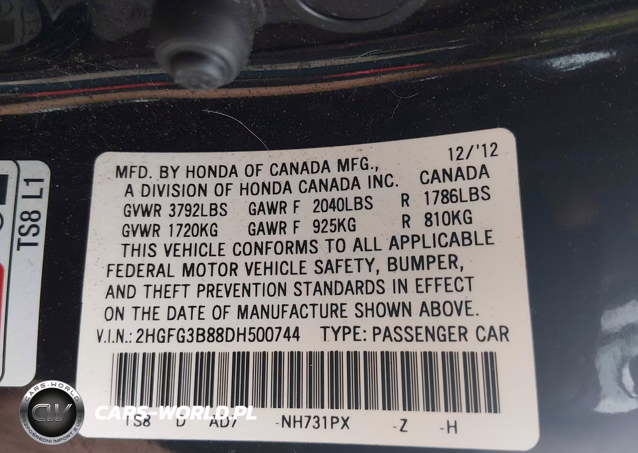 2013 Honda Civic Ex VIN:2HGFG3B88DH500744 - 9