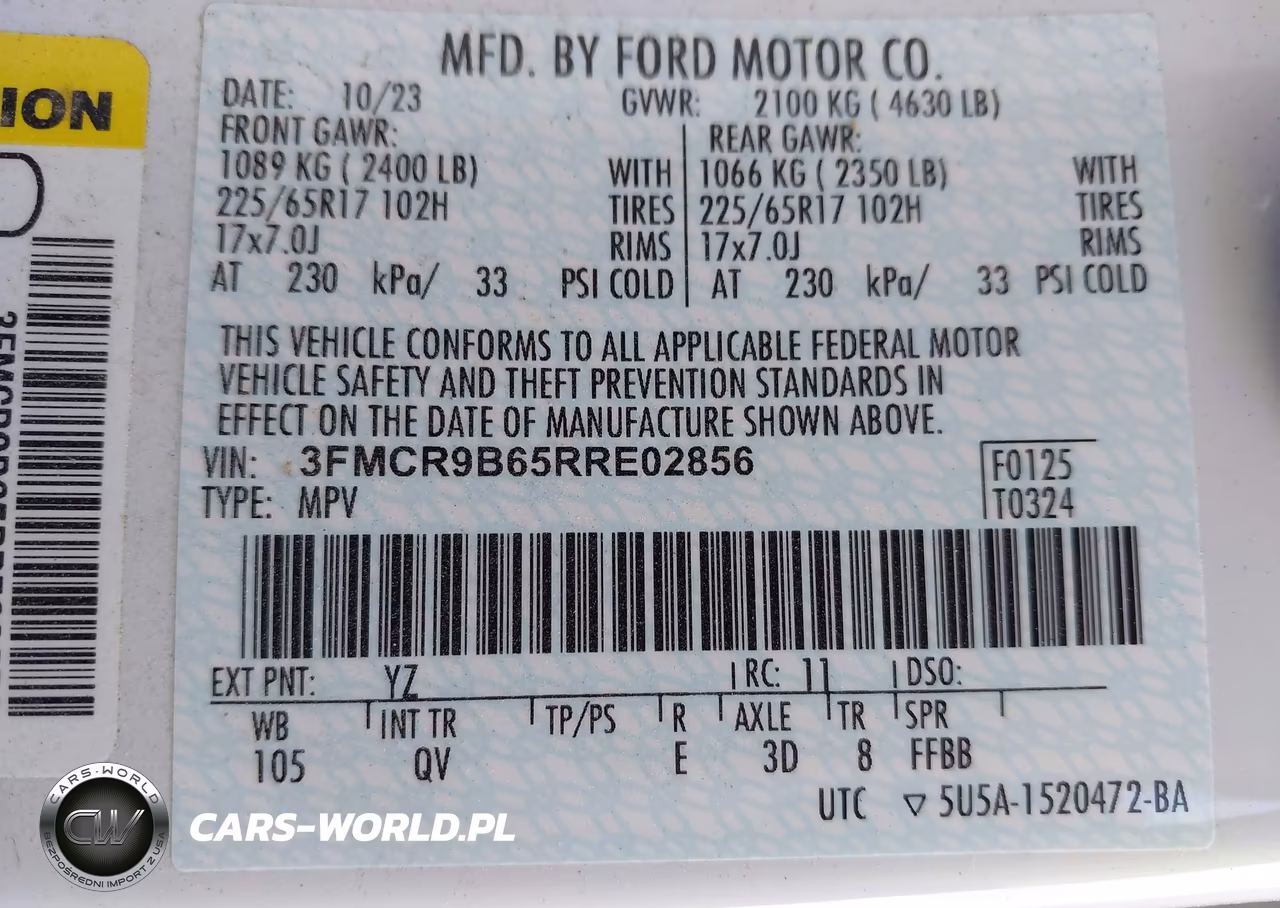 2024 Ford Bronco Sport Big Bend VIN:3FMCR9B65RRE02856 - 9