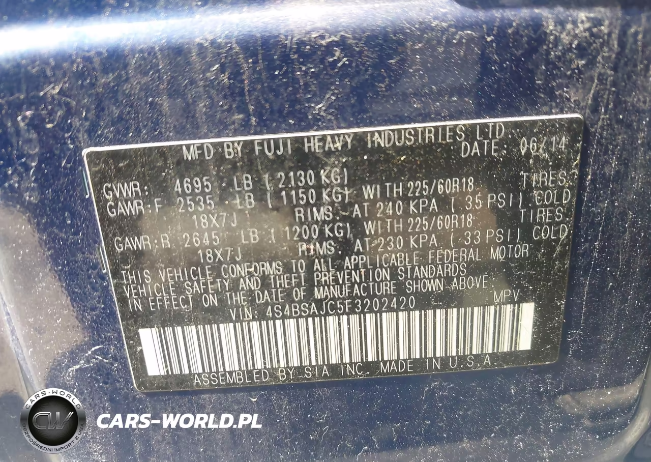 2015 Subaru Outback 2.5I Limited VIN:4S4BSAJC5F3202420 - 9
