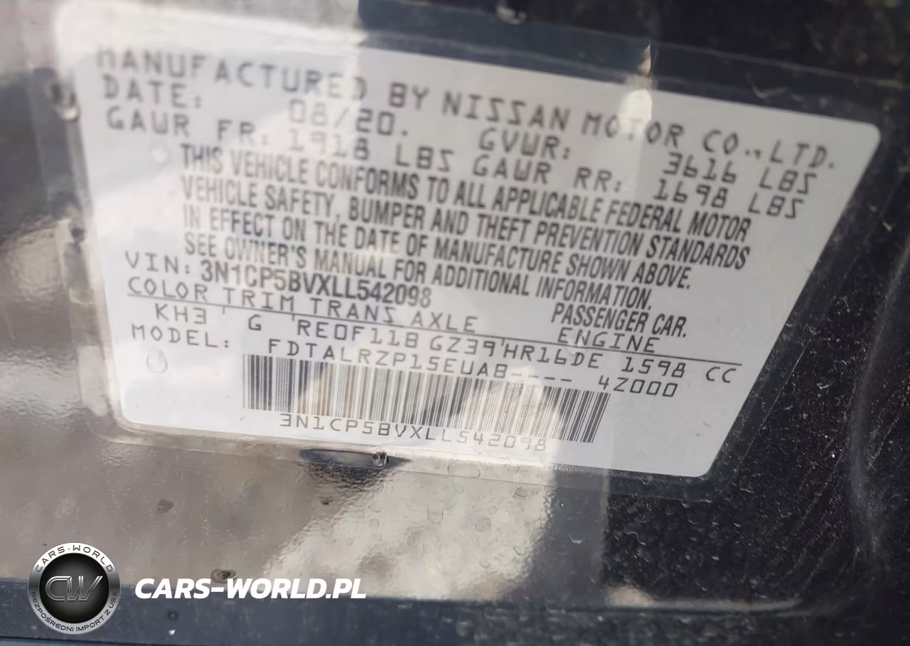 2020 Nissan Kicks S VIN:3N1CP5BVXLL542098 - 9