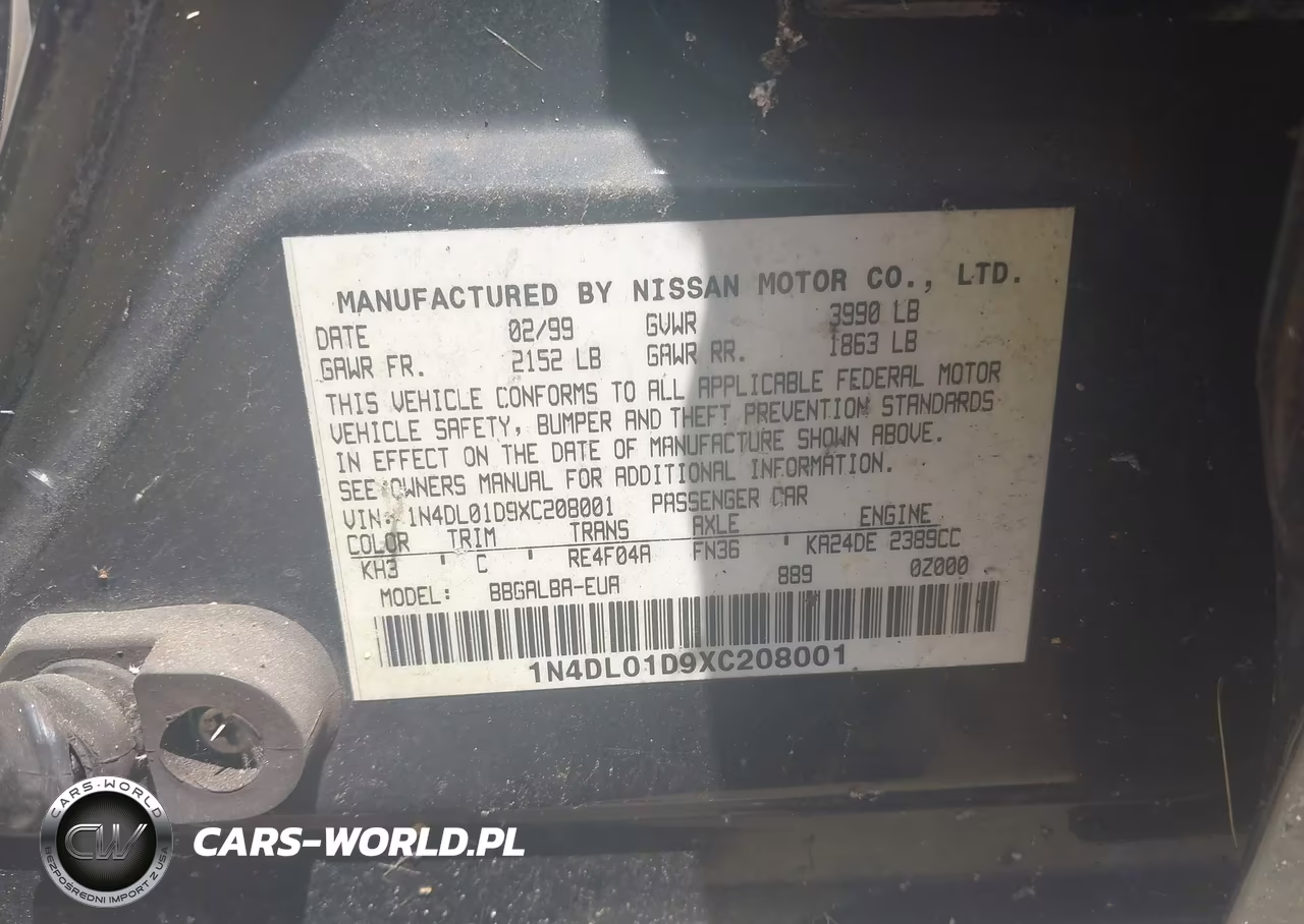 1999 Nissan Altima Gle-Gxe-Se-Se-L-Xe VIN:1N4DL01D9XC208001 - 9