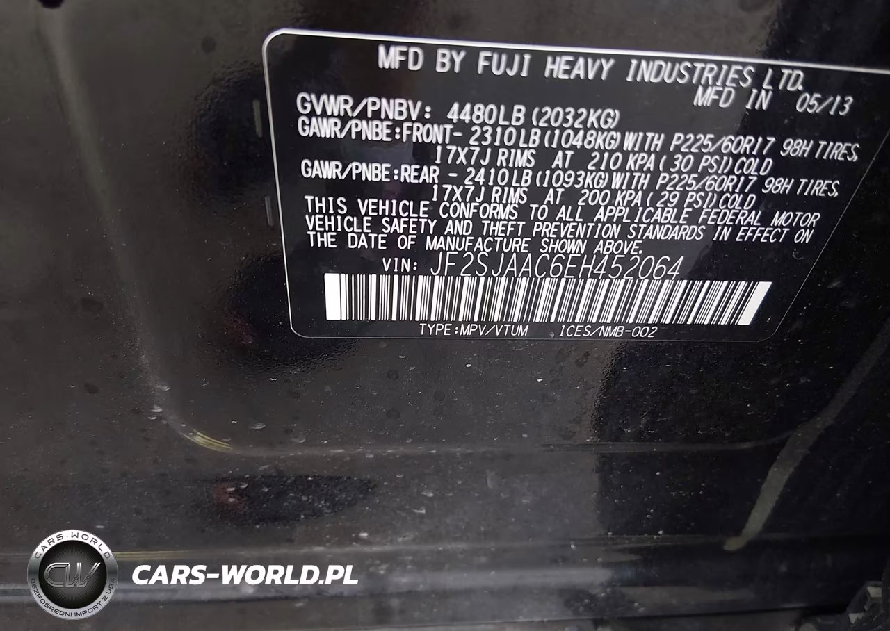 2014 Subaru Forester 2.5I VIN:JF2SJAAC6EH452064 - 9