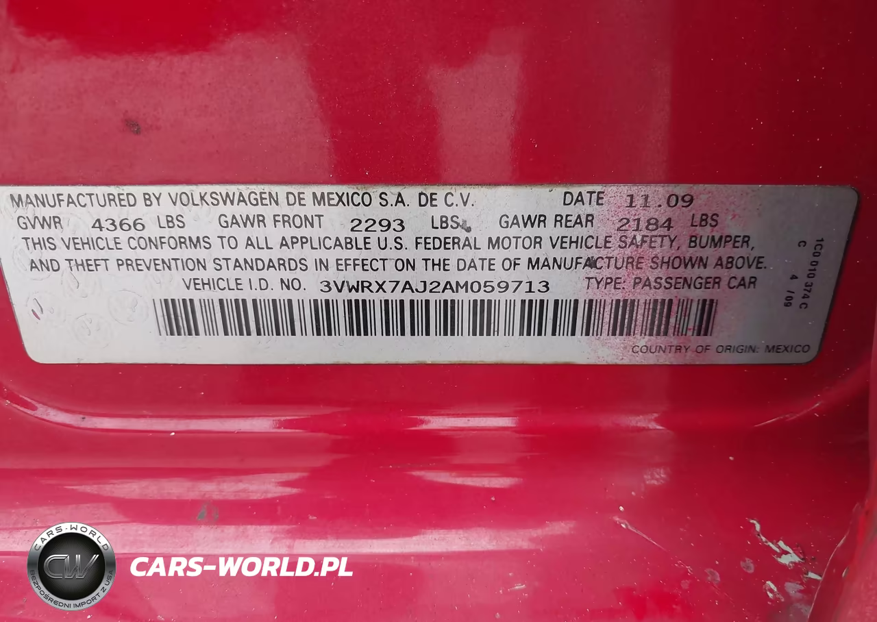 2010 Volkswagen Jetta Se VIN:3VWRX7AJ2AM059713 - 9