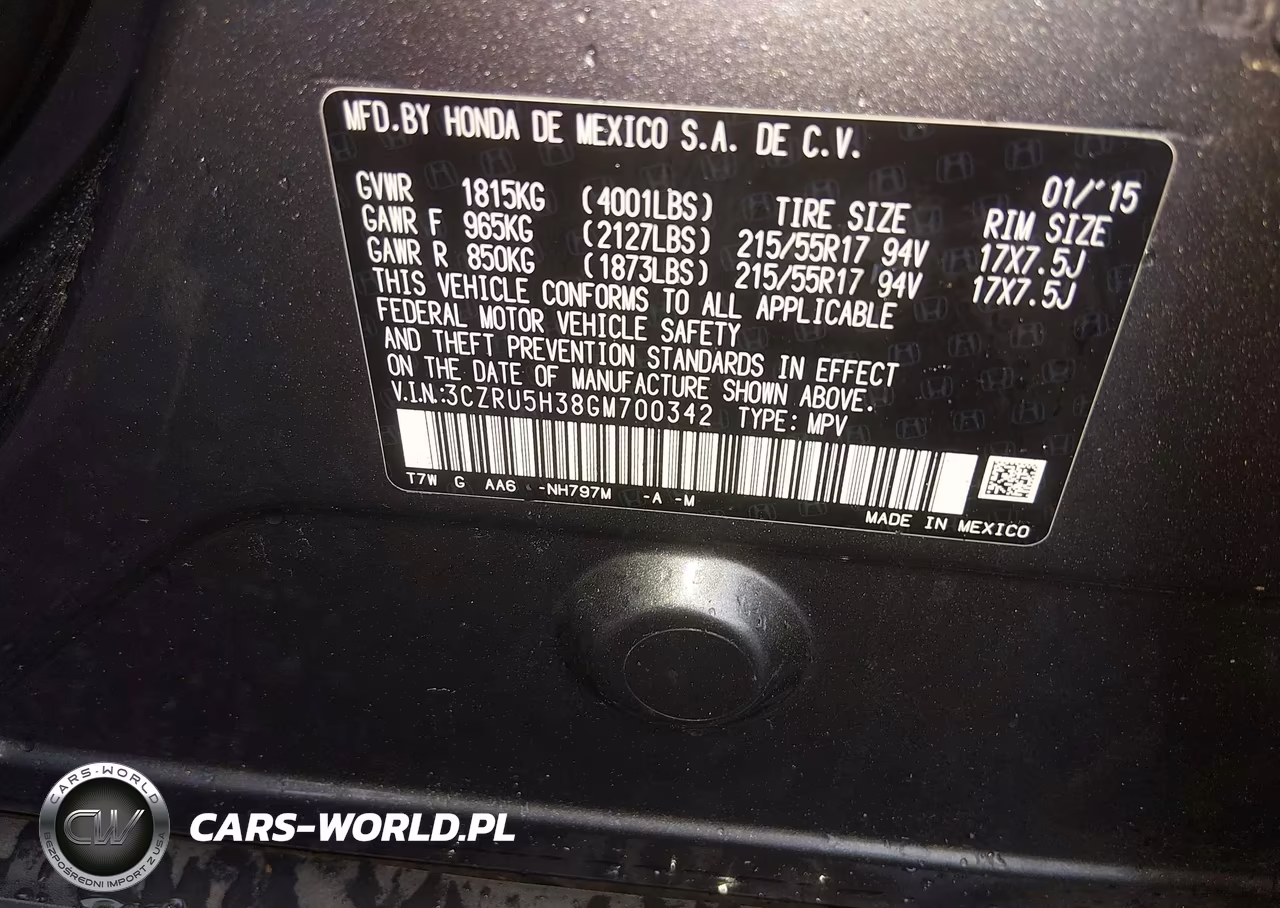 2016 Honda Hr-V Lx VIN:3CZRU5H38GM700342 - 9