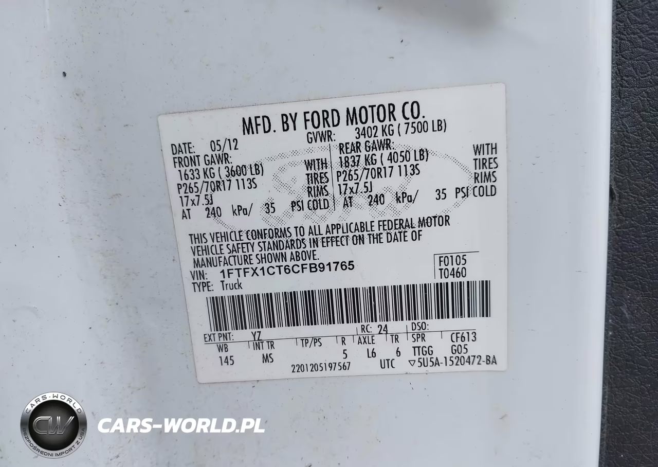 2012 Ford F-150 Xlt VIN:1FTFX1CT6CFB91765 - 9