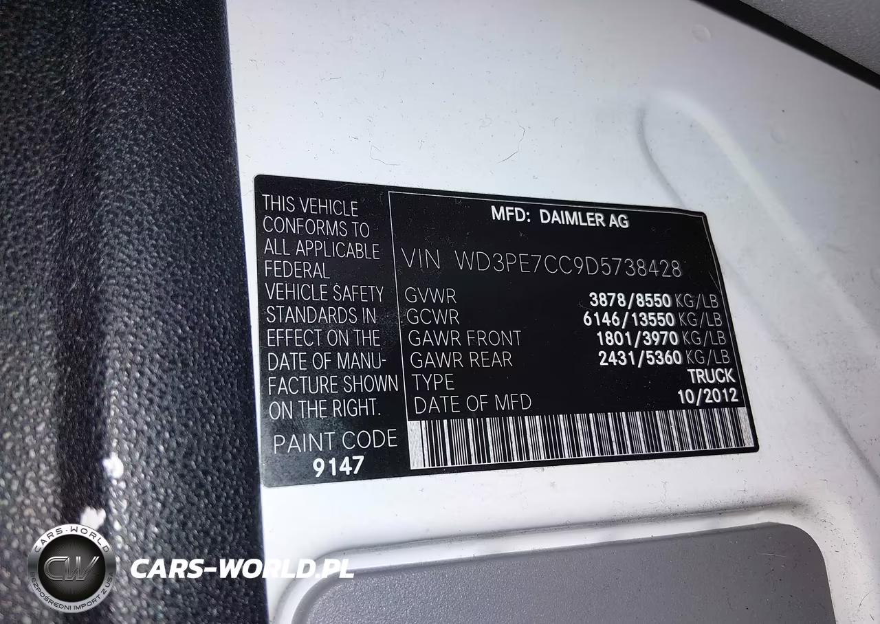 2013 Mercedes-Benz Sprinter 2500 Normal Roof VIN:WD3PE7CC9D5738428 - 9
