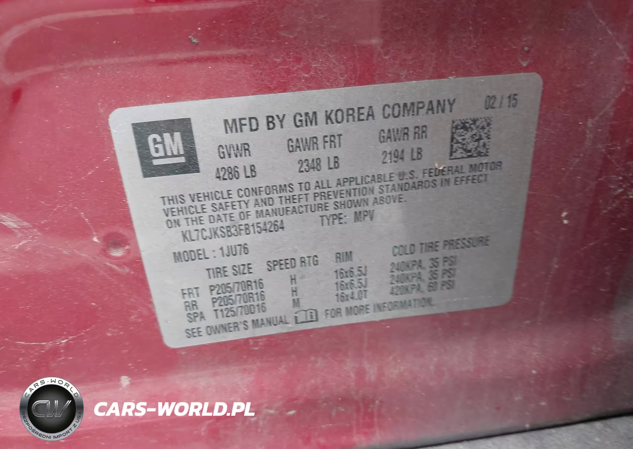 2015 Chevrolet Trax Ls VIN:KL7CJKSB3FB154264 - 9
