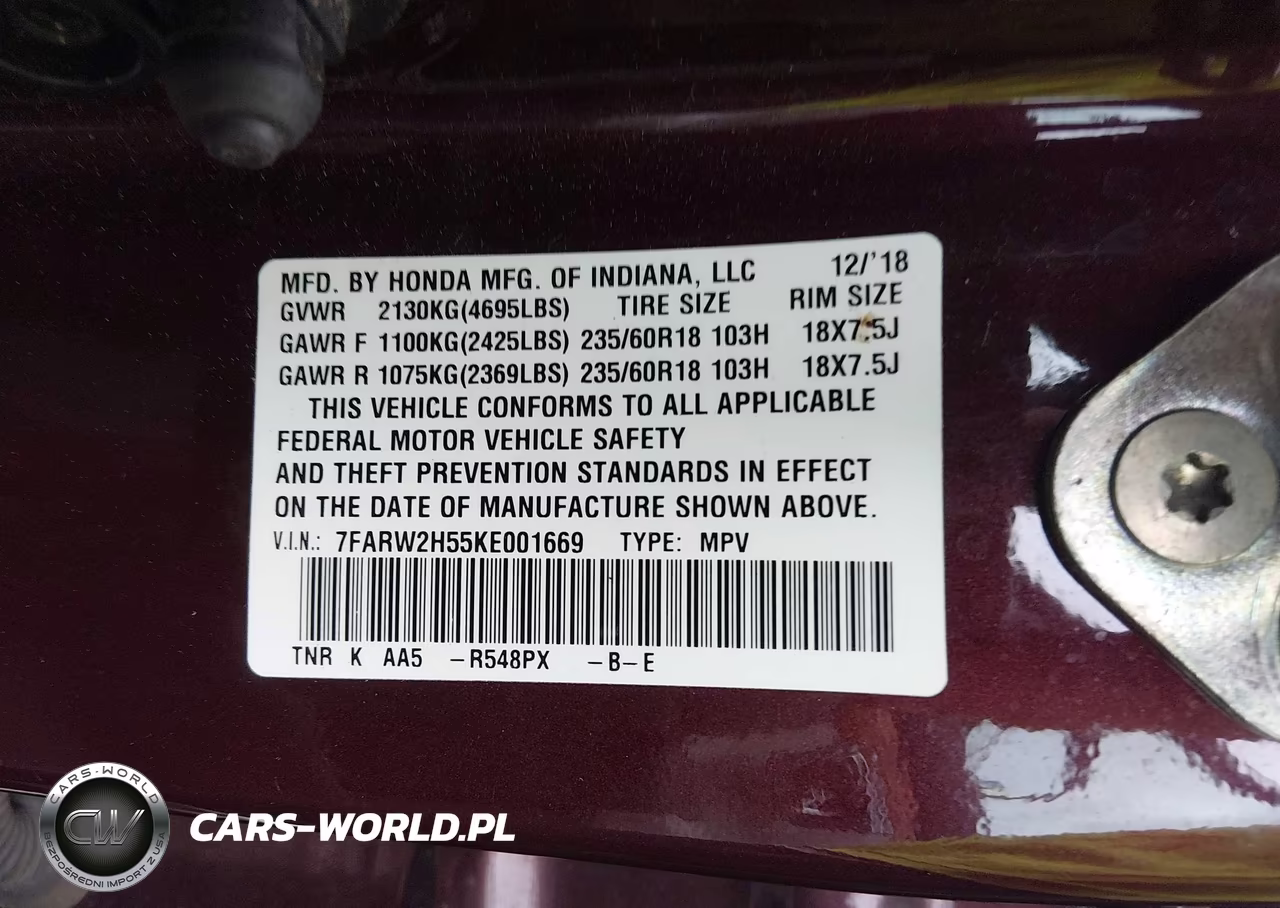 2019 Honda Cr-V Ex VIN:7FARW2H55KE001669 - 9