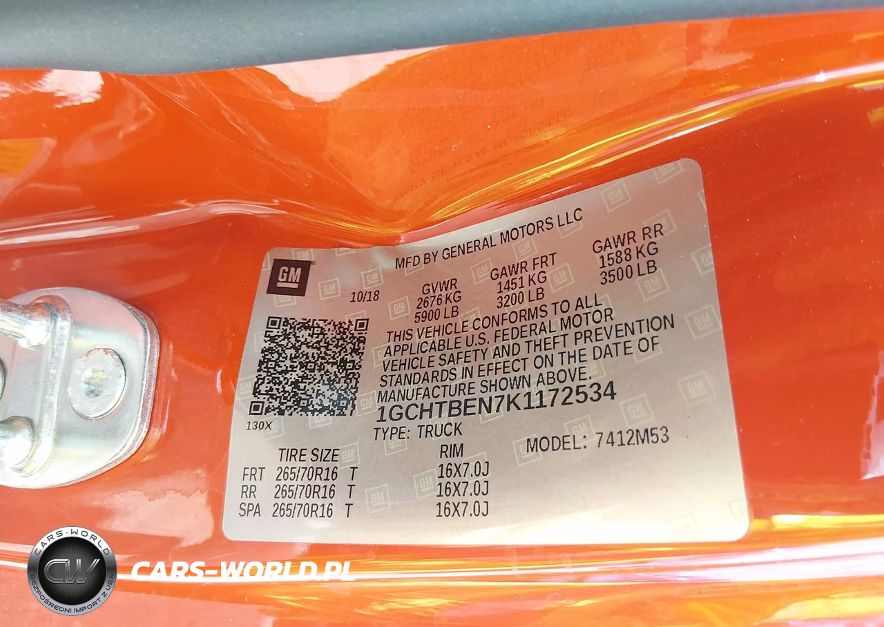 2019 Chevrolet Colorado Wt VIN:1GCHTBEN7K1172534 - 9