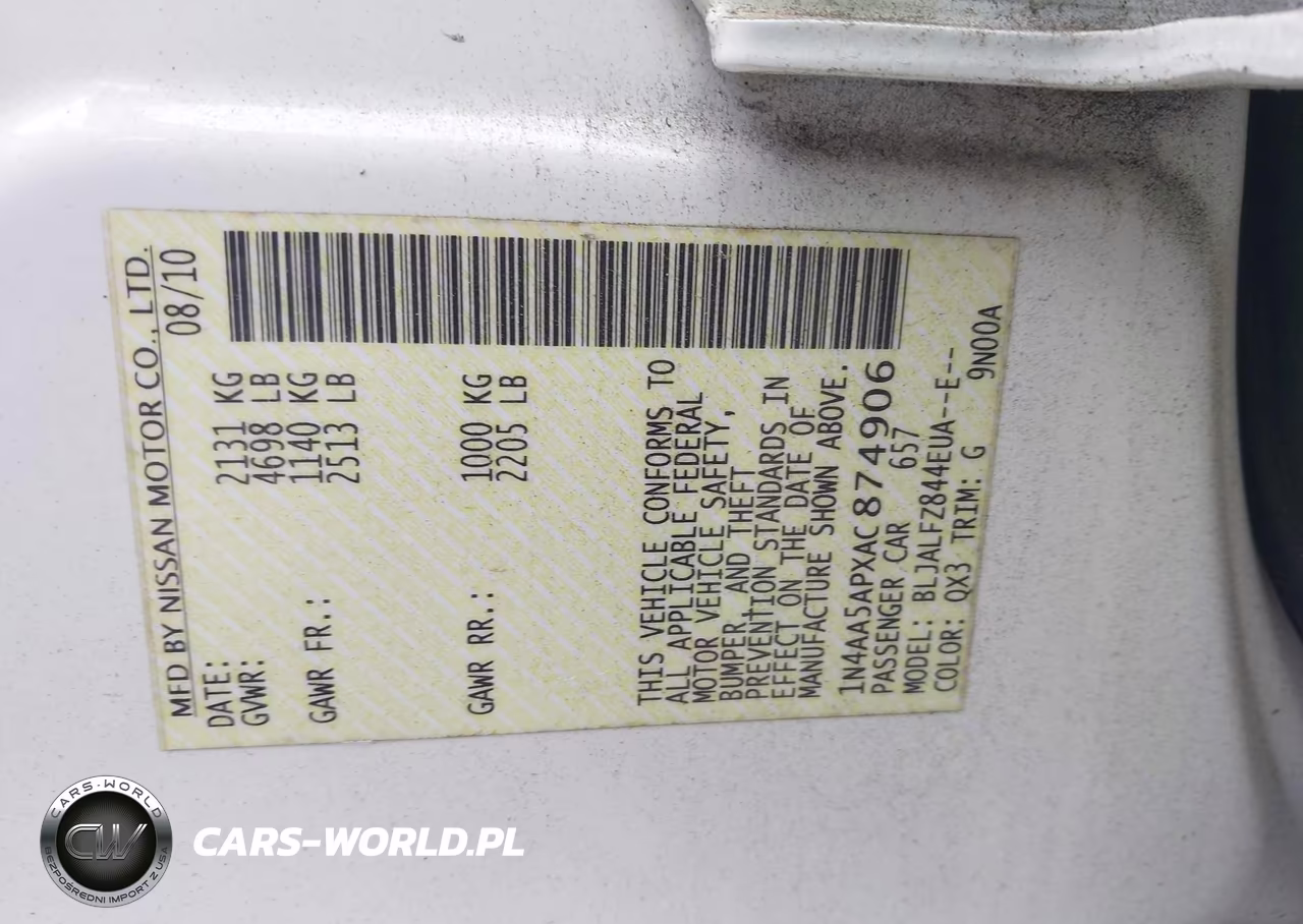 2010 Nissan Maxima 3.5 Sv VIN:1N4AA5APXAC874906 - 9