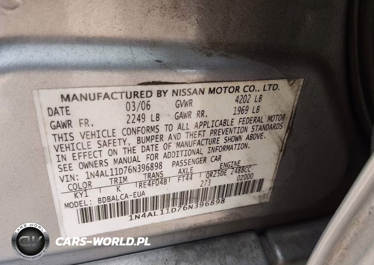 2006 Nissan Altima 2.5 S VIN:1N4AL11D76N396898 - 9