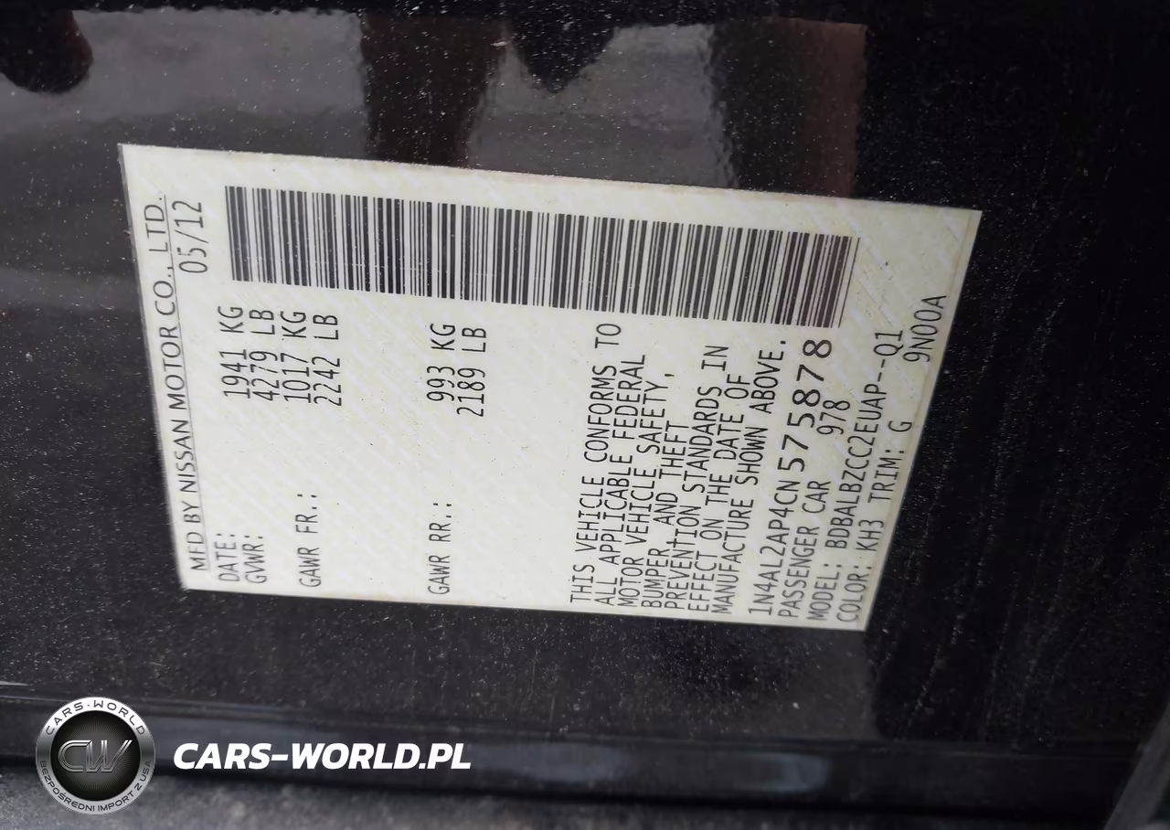 2012 Nissan Altima 2.5 S VIN:1N4AL2AP4CN575878 - 9