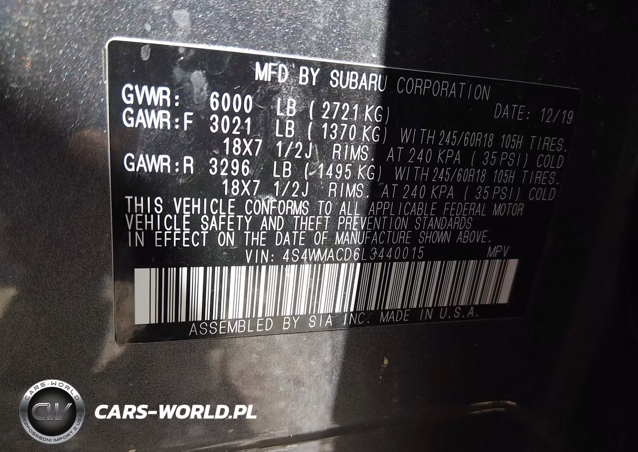 2020 Subaru Ascent Premium VIN:4S4WMACD6L3440015 - 9