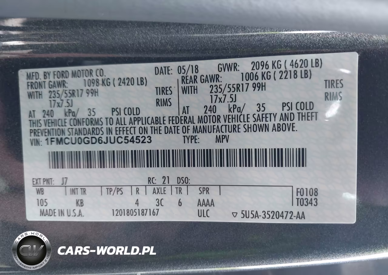 2018 Ford Escape Se VIN:1FMCU0GD6JUC54523 - 9