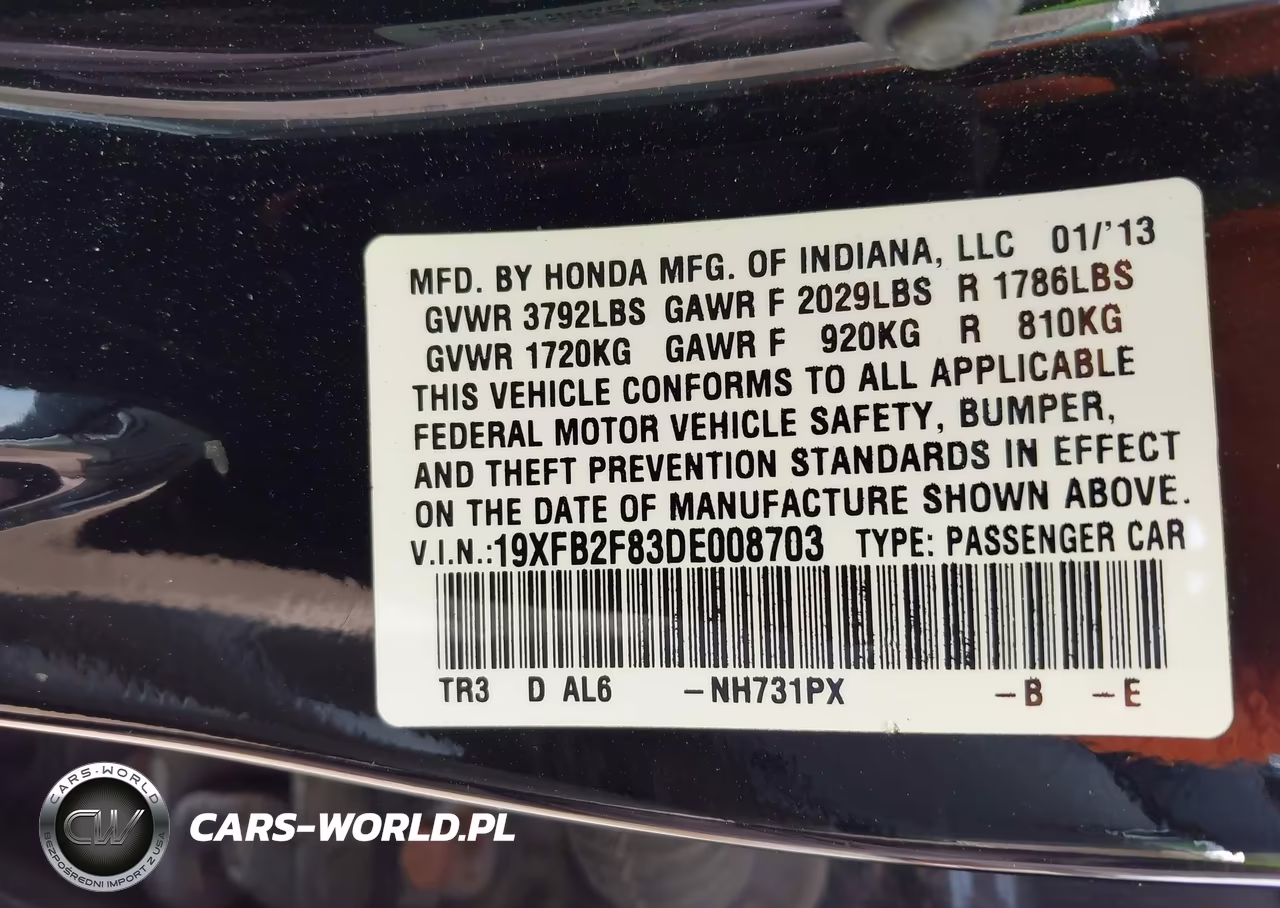 2013 Honda Civic Ex VIN:19XFB2F83DE008703 - 9