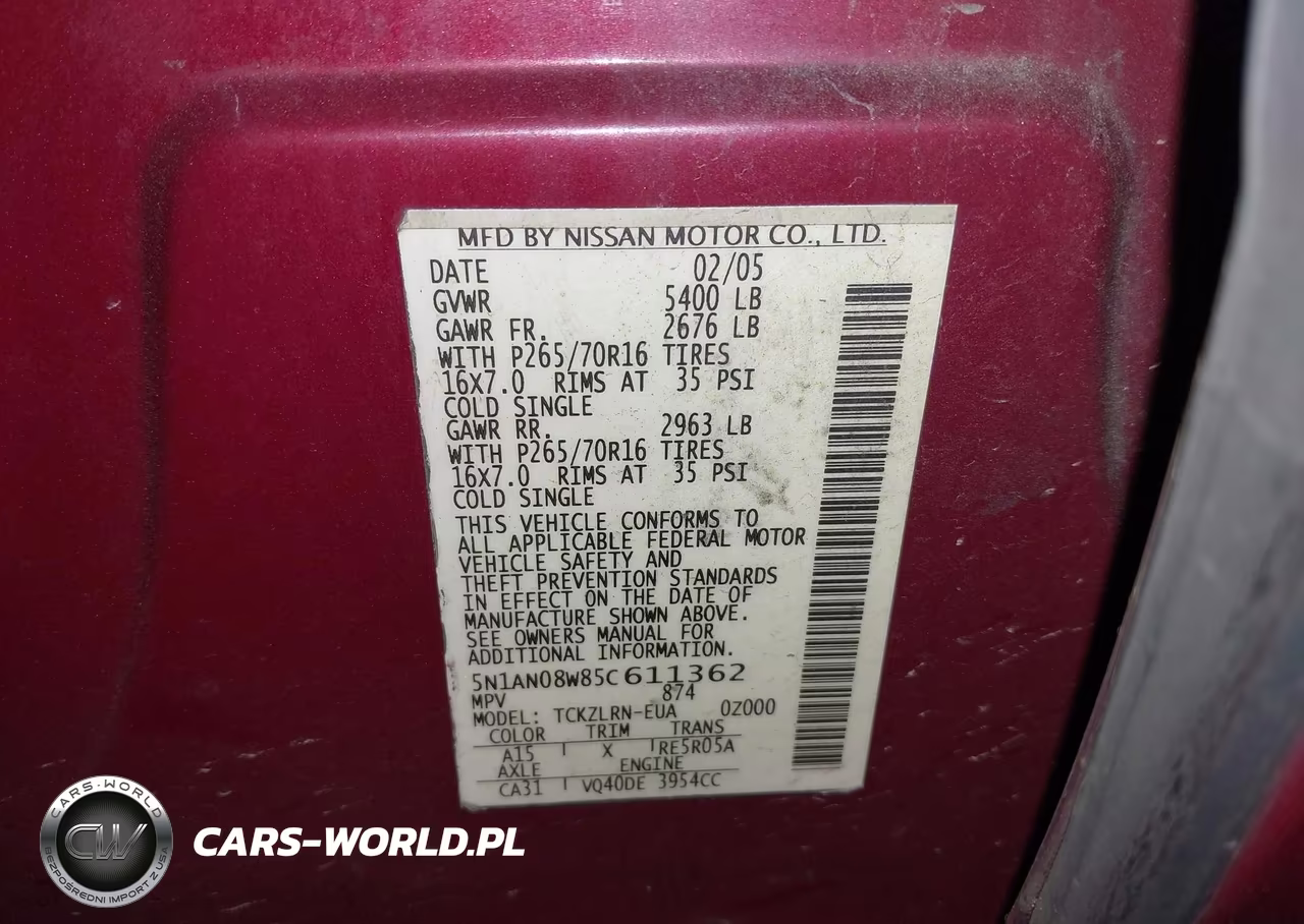 2005 Nissan Xterra S VIN:5N1AN08W85C611362 - 9