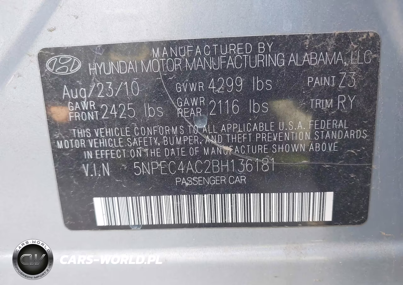 2011 Hyundai Sonata Se VIN:5NPEC4AC2BH136181 - 9