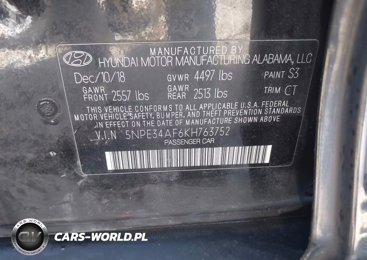 2019 Hyundai Sonata Sel VIN:5NPE34AF6KH763752 - 9
