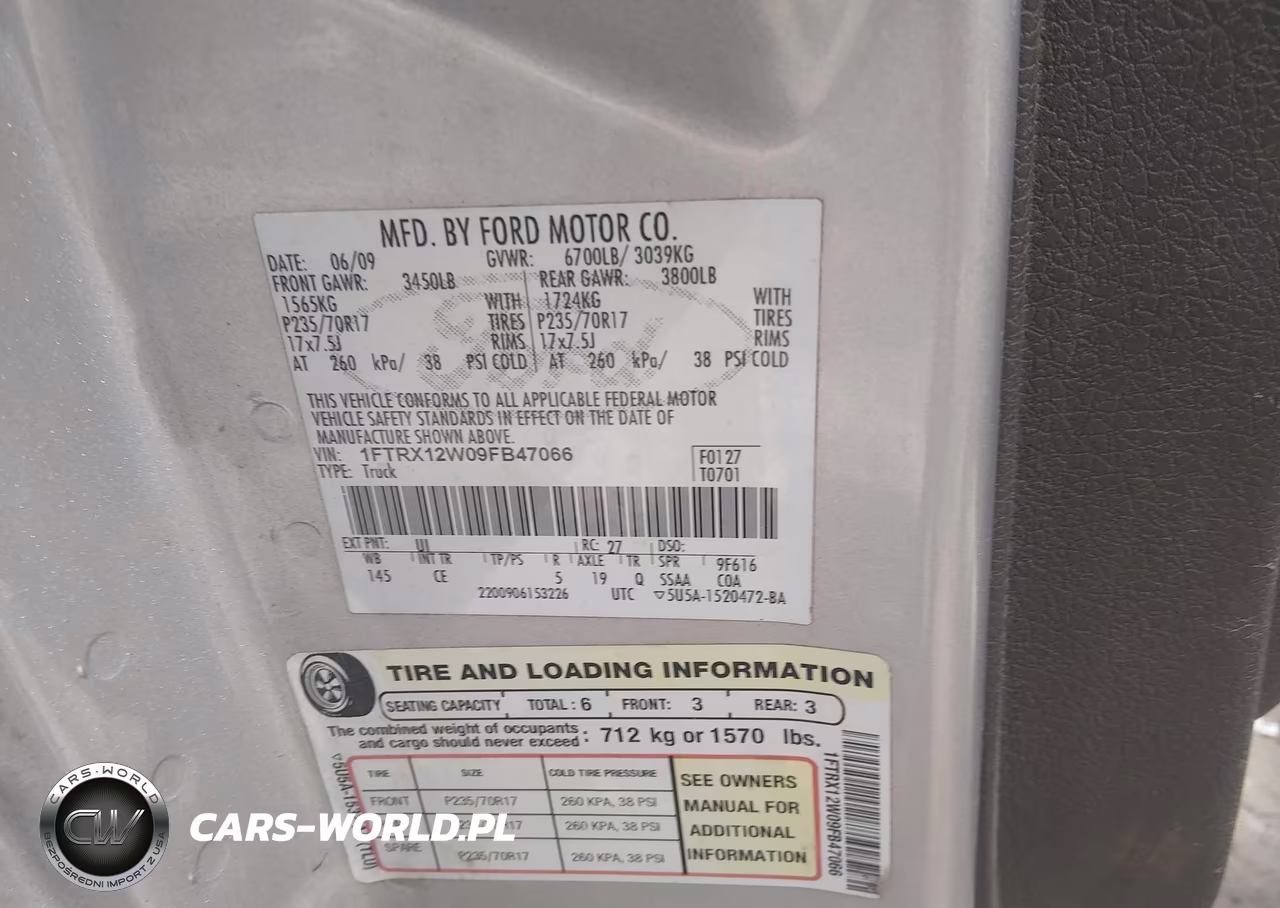 2009 Ford F-150 Stx-Xl VIN:1FTRX12W09FB47066 - 9