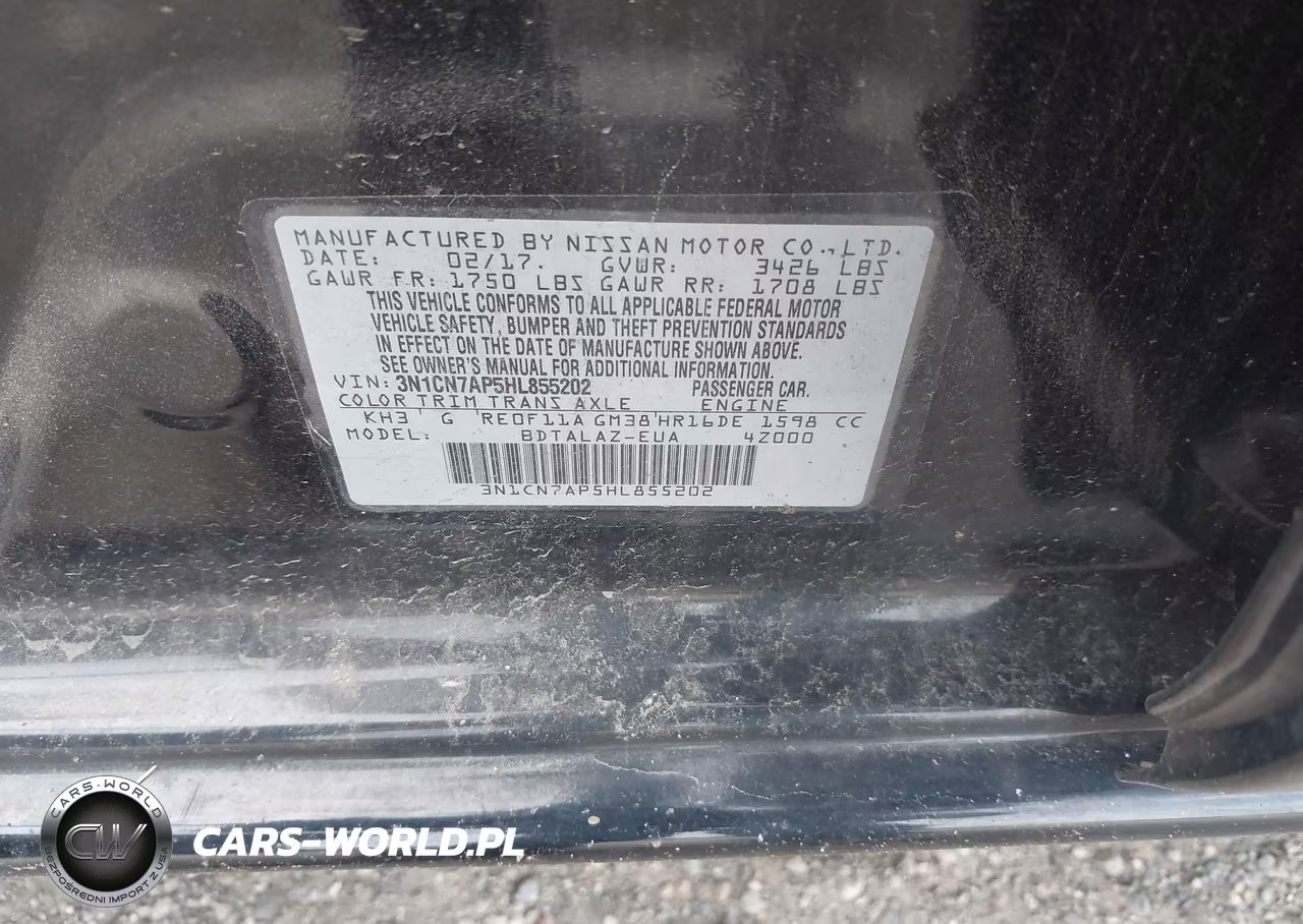 2017 Nissan Versa 1.6 S+ VIN:3N1CN7AP5HL855202 - 9