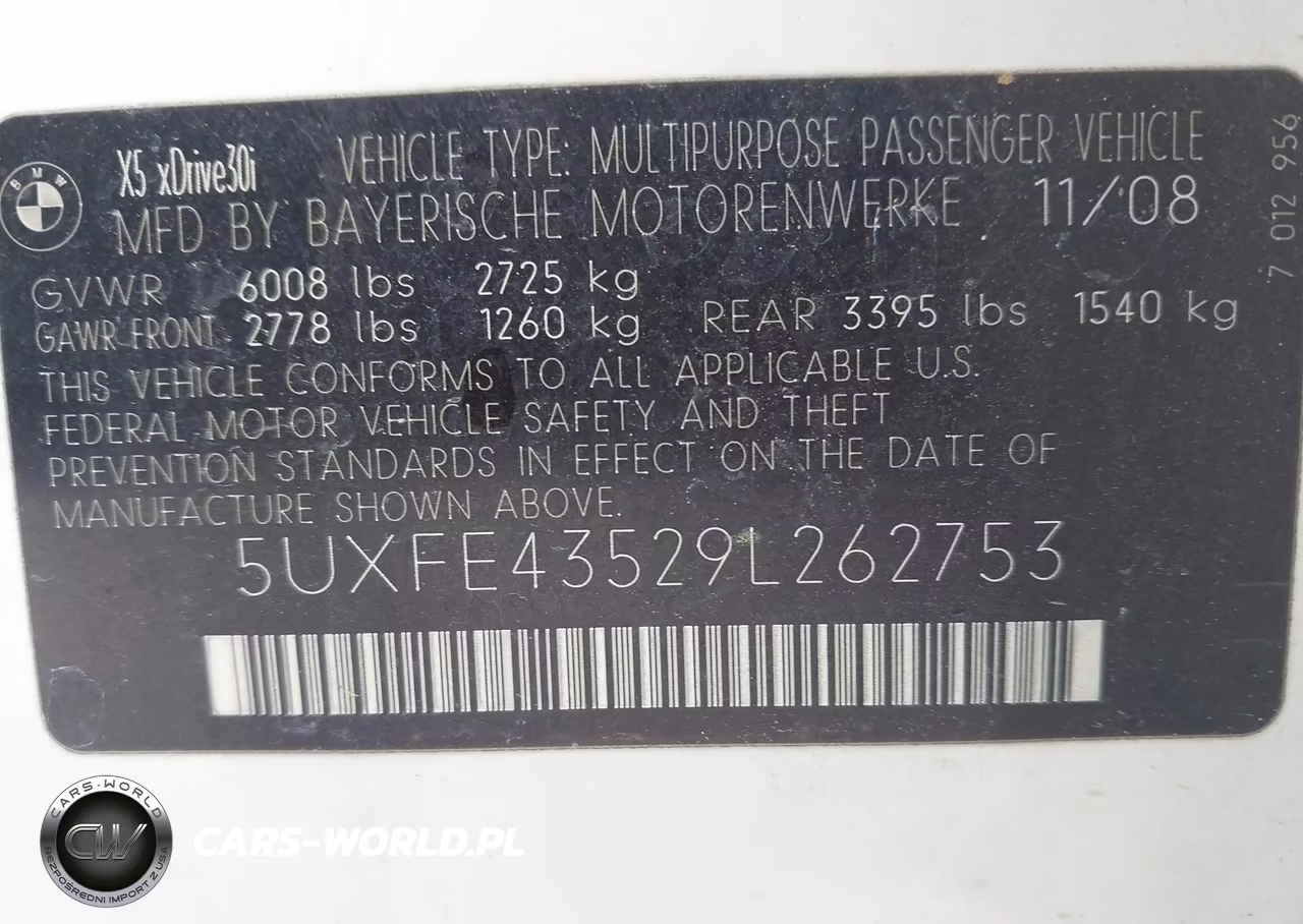 2009 BMW X5 xDrive30I VIN:5UXFE43529L262753 - 9