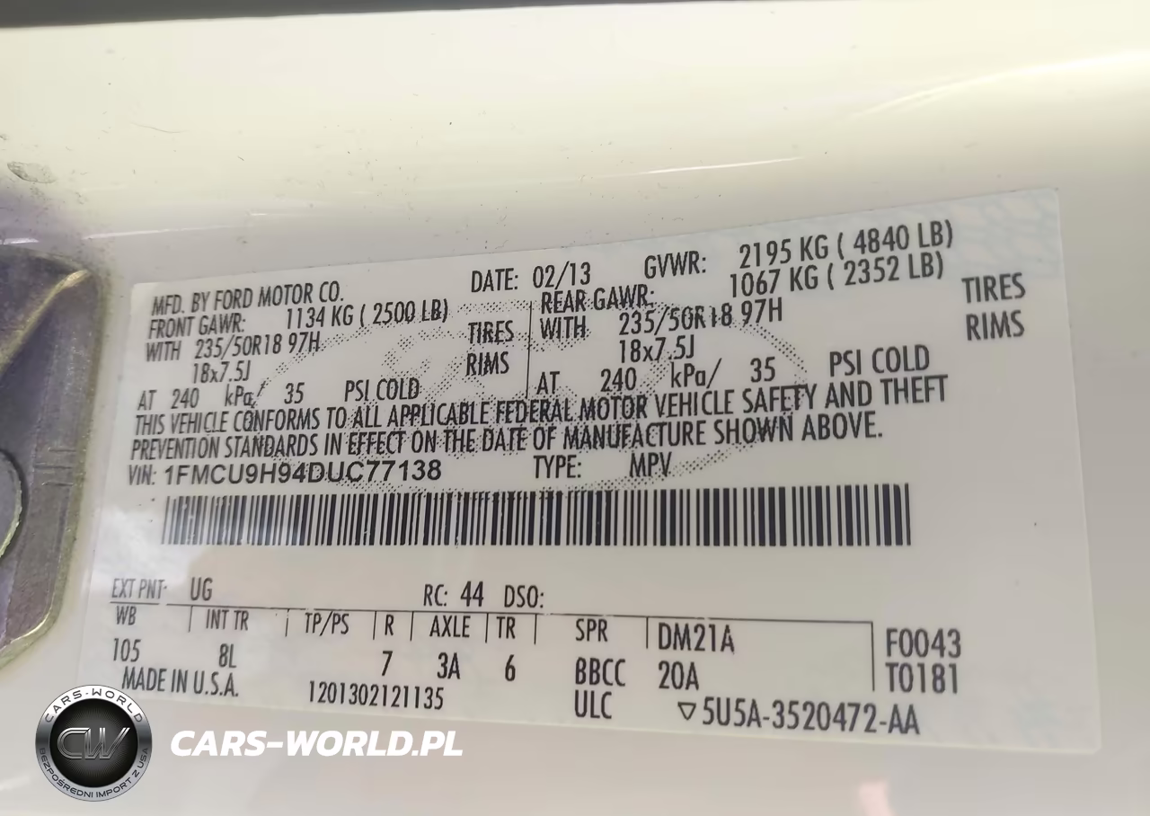 2013 Ford Escape Sel VIN:1FMCU9H94DUC77138 - 9