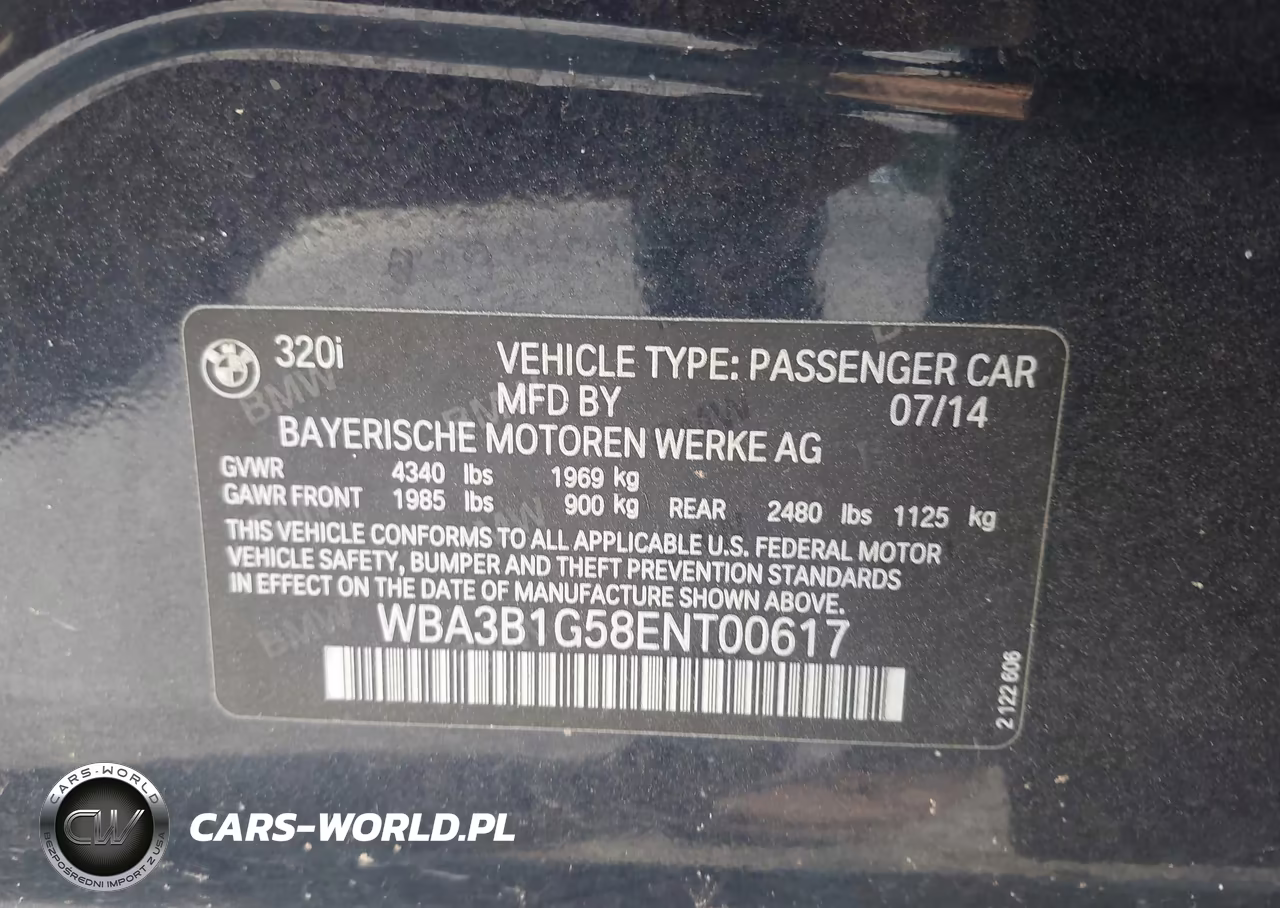 2014 BMW 320I VIN:WBA3B1G58ENT00617 - 9