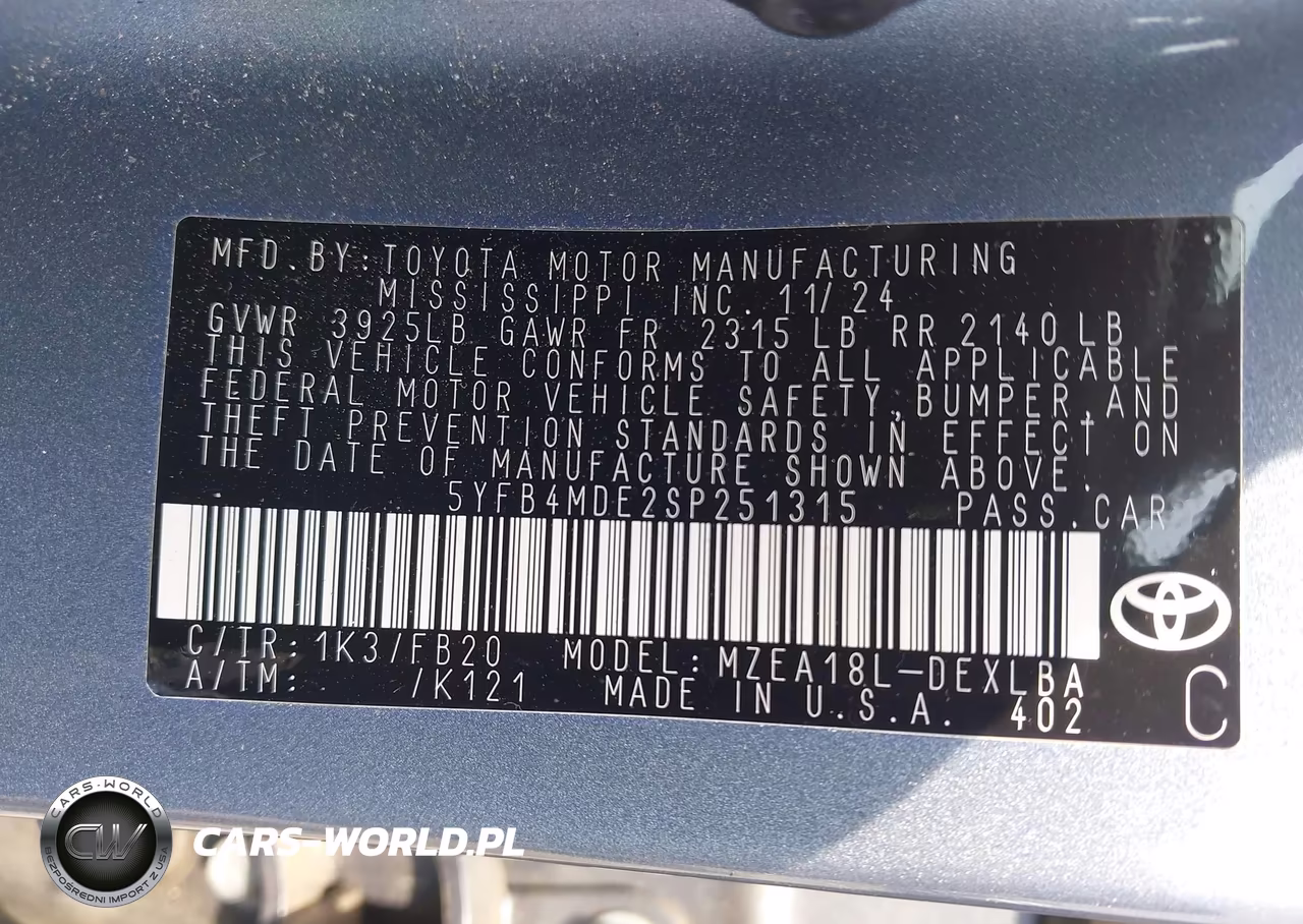 2025 Toyota Corolla Le VIN:5YFB4MDE2SP251315 - 9