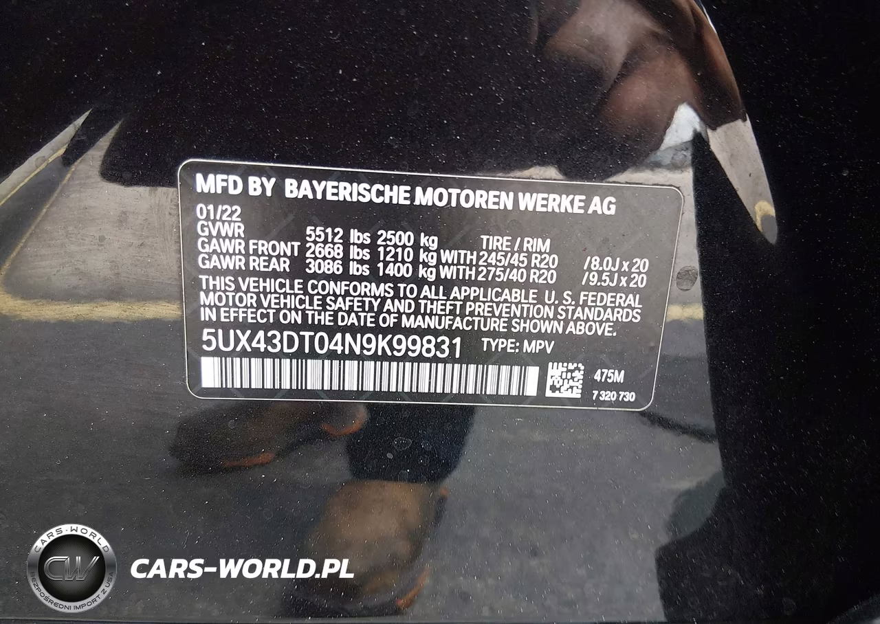 2022 BMW X4 M40I VIN:5UX43DT04N9K99831 - 9