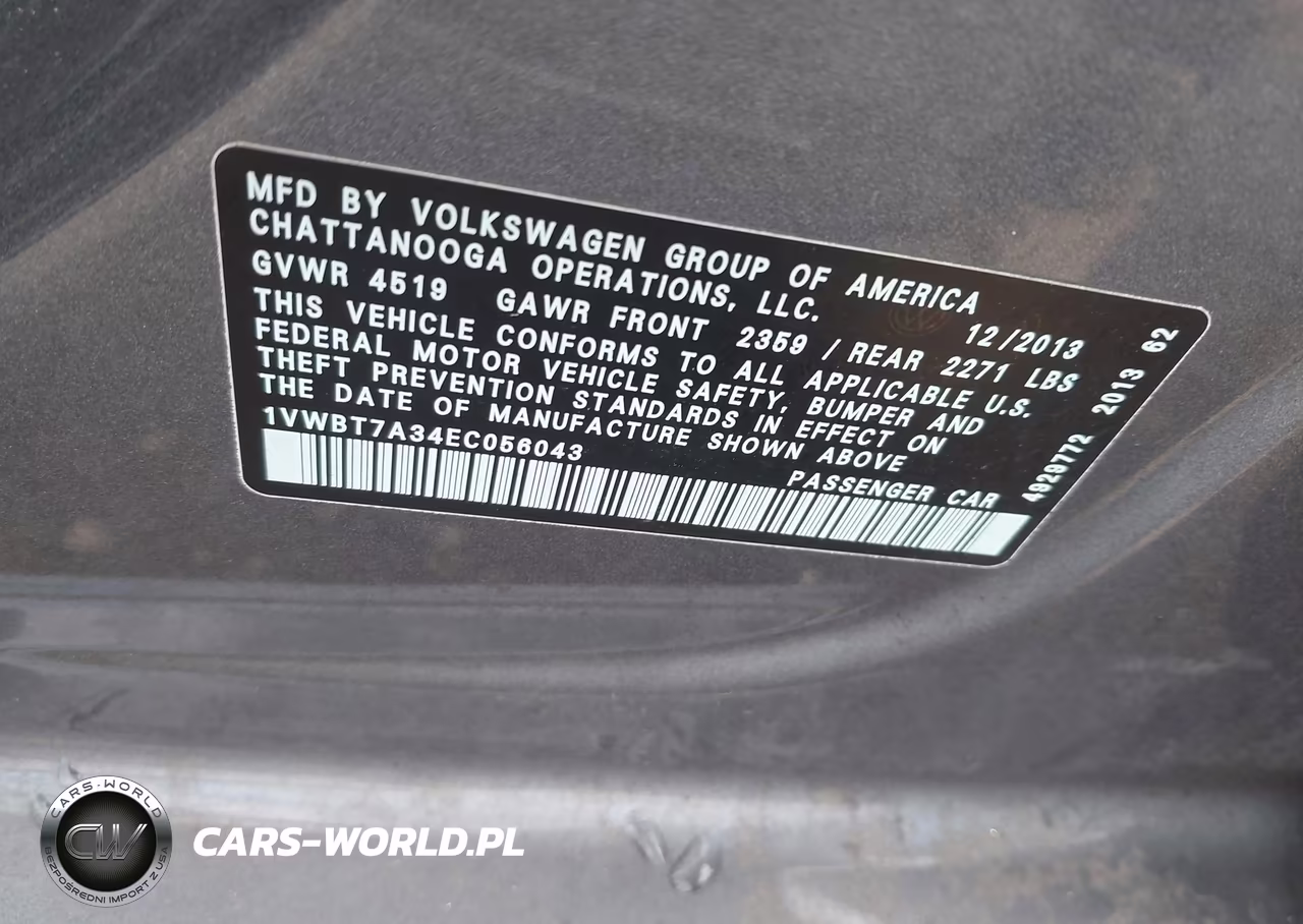 2014 Volkswagen Passat 1.8T Se VIN:1VWBT7A34EC056043 - 9