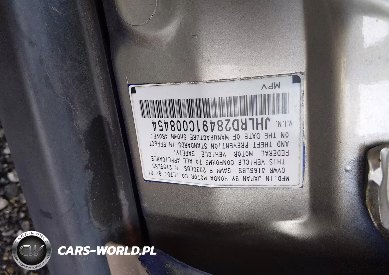 2001 Honda Cr-V Lx VIN:JHLRD28491C008454 - 9