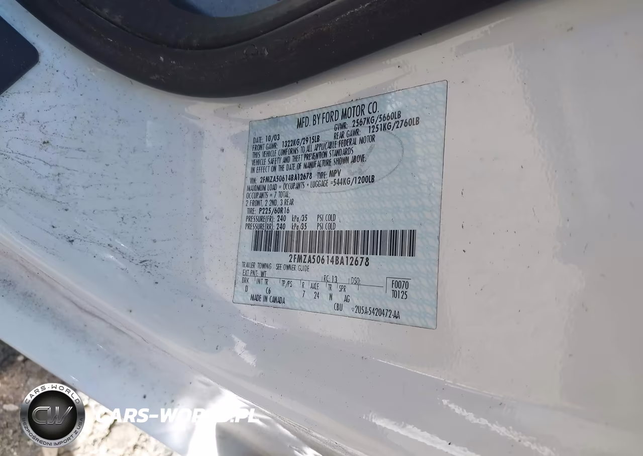 2004 Ford Freestar S VIN:2FMZA50614BA12678 - 9