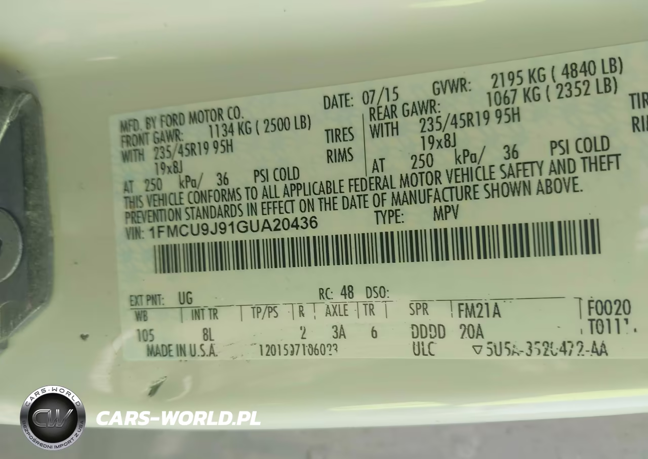 2016 Ford Escape Titanium VIN:1FMCU9J91GUA20436 - 9