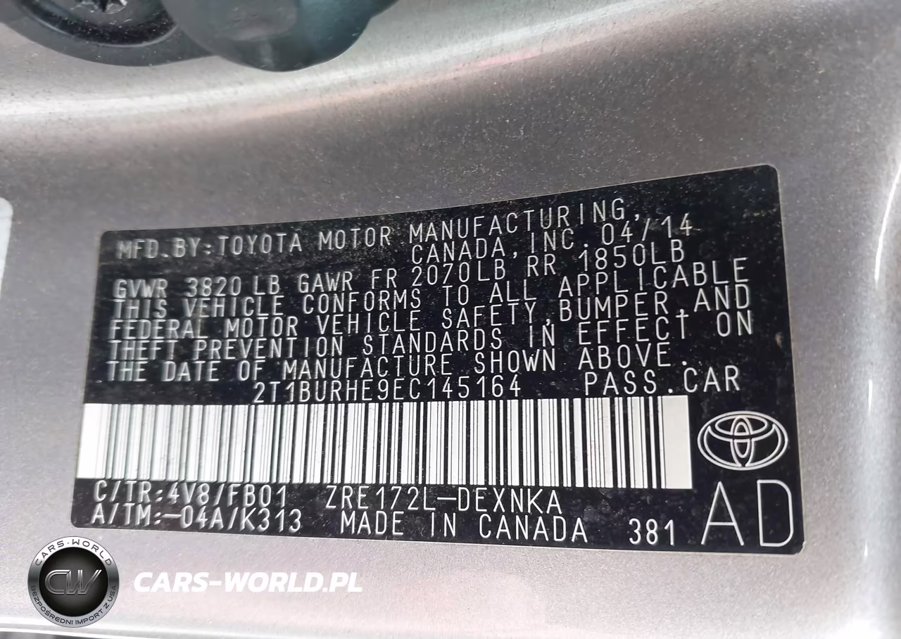 2014 Toyota Corolla Le VIN:2T1BURHE9EC145164 - 9