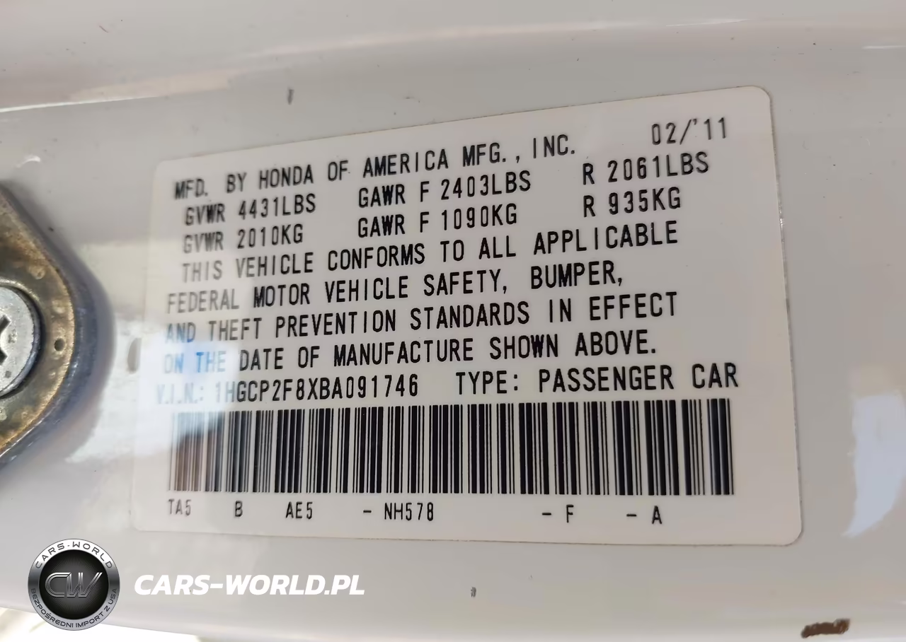 2011 Honda Accord 2.4 Ex-L VIN:1HGCP2F8XBA091746 - 9