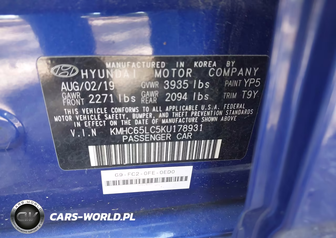 2019 Hyundai Ioniq Hybrid Blue VIN:KMHC65LC5KU178931 - 9