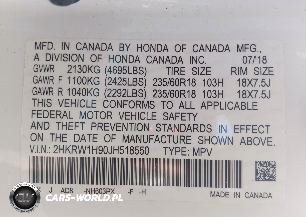 2018 Honda Cr-V Touring VIN:2HKRW1H90JH518550 - 9