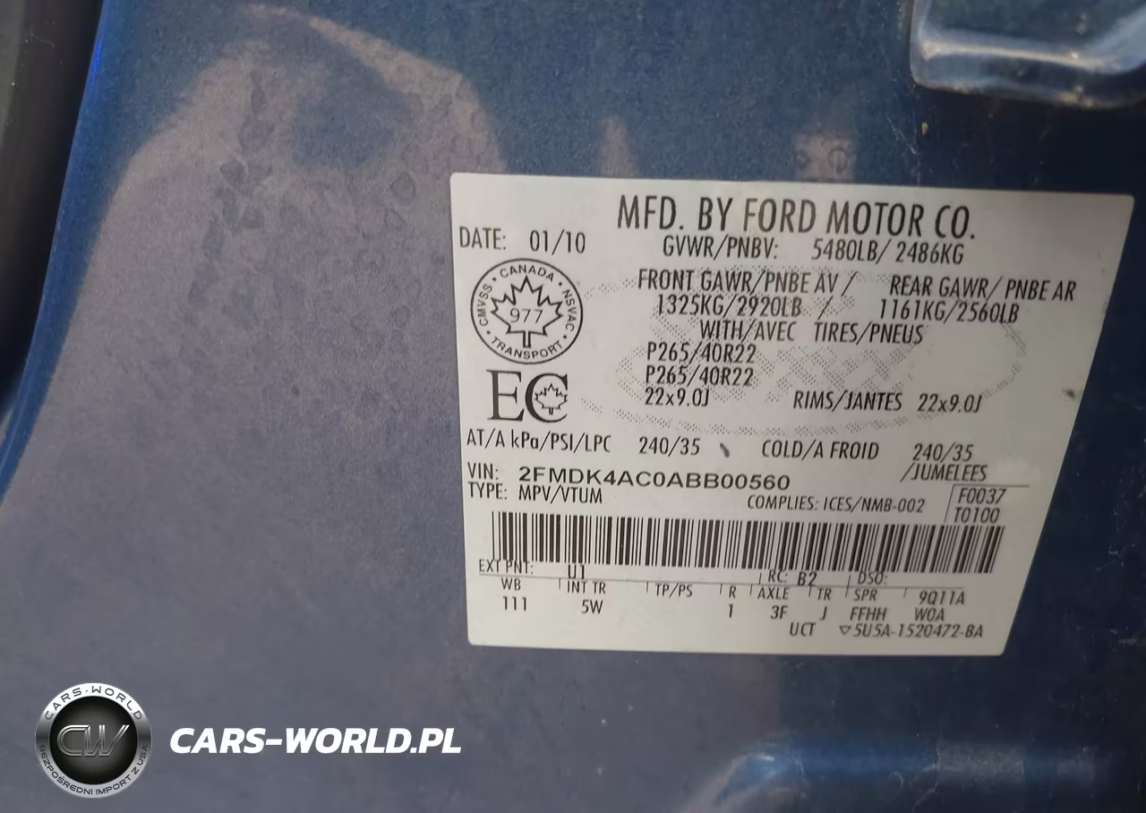 2010 Ford Edge Sport VIN:2FMDK4AC0ABB00560 - 9