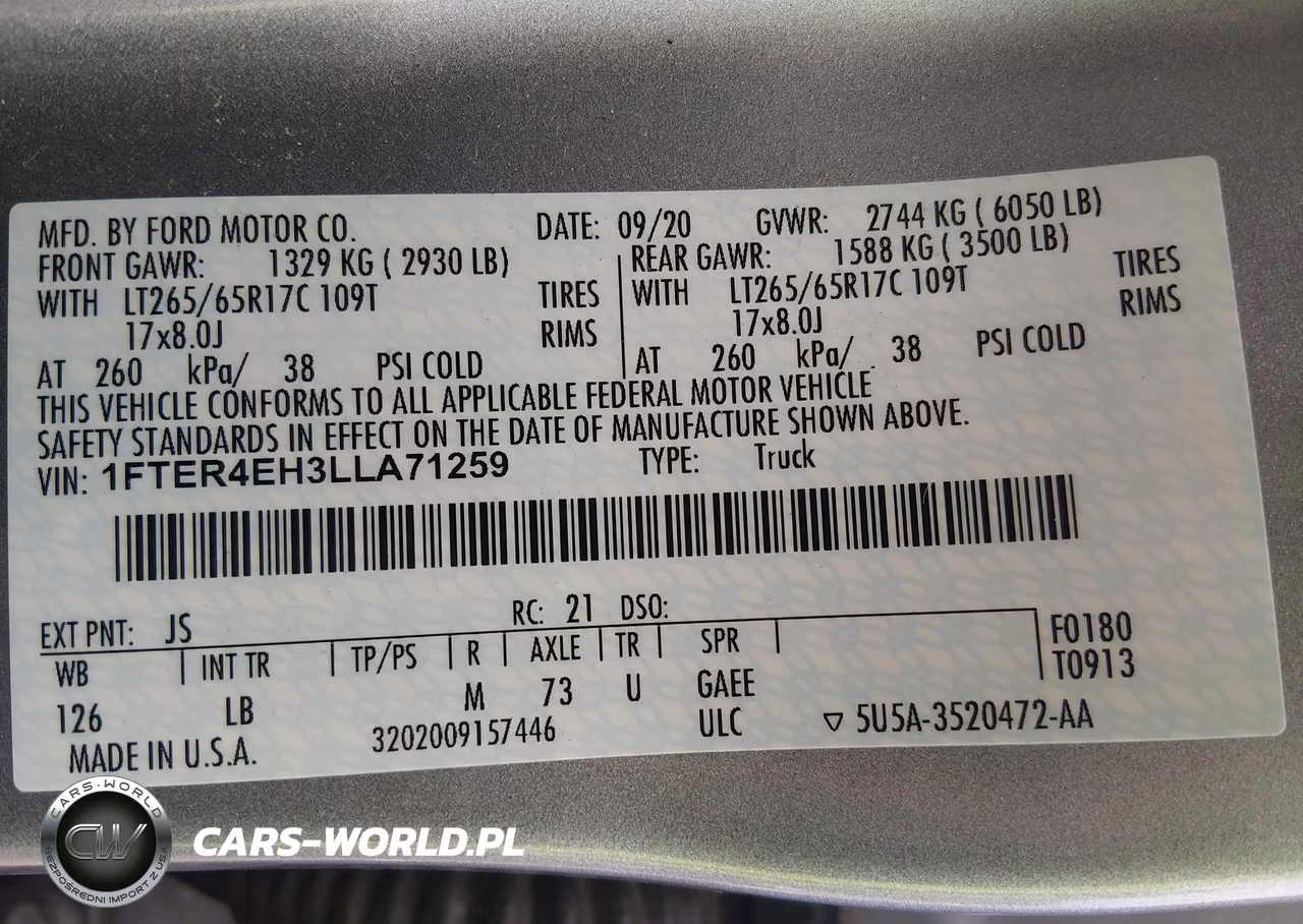 2020 Ford Ranger Xlt VIN:1FTER4EH3LLA71259 - 9