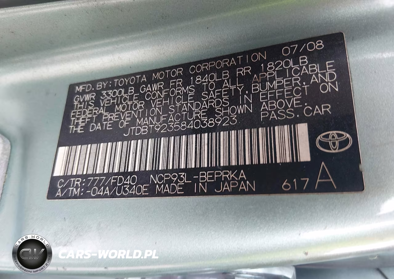 2008 Toyota Yaris VIN:JTDBT923584038923 - 9