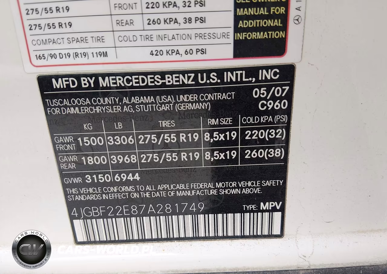 2007 Mercedes-Benz Gl 320 Cdi 4Matic VIN:4JGBF22E87A281749 - 9