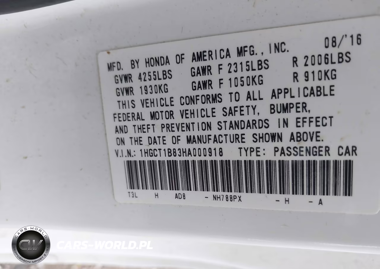 2017 Honda Accord Ex-L VIN:1HGCT1B83HA000918 - 9