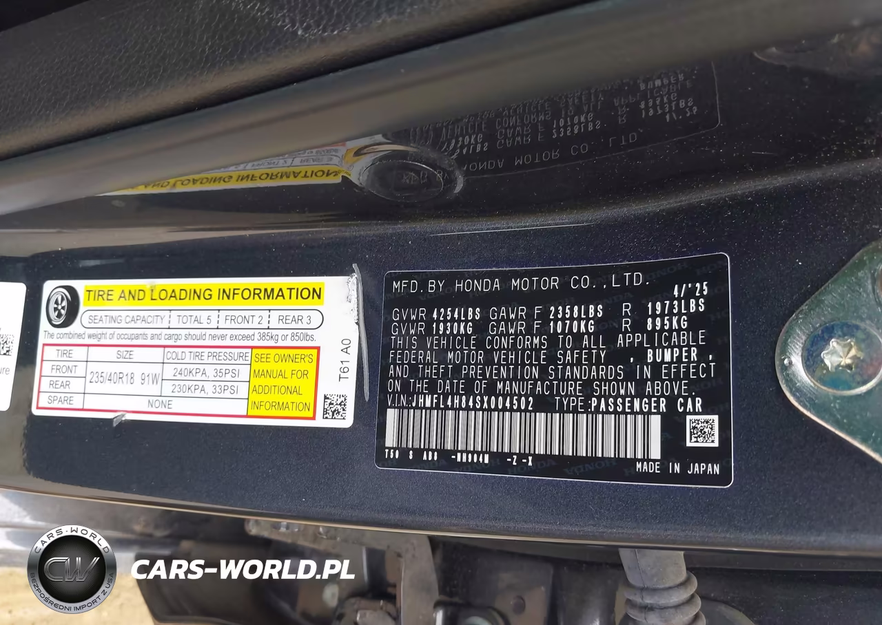 2025 Honda Civic Hybrid Sport VIN:JHMFL4H84SX004502 - 9