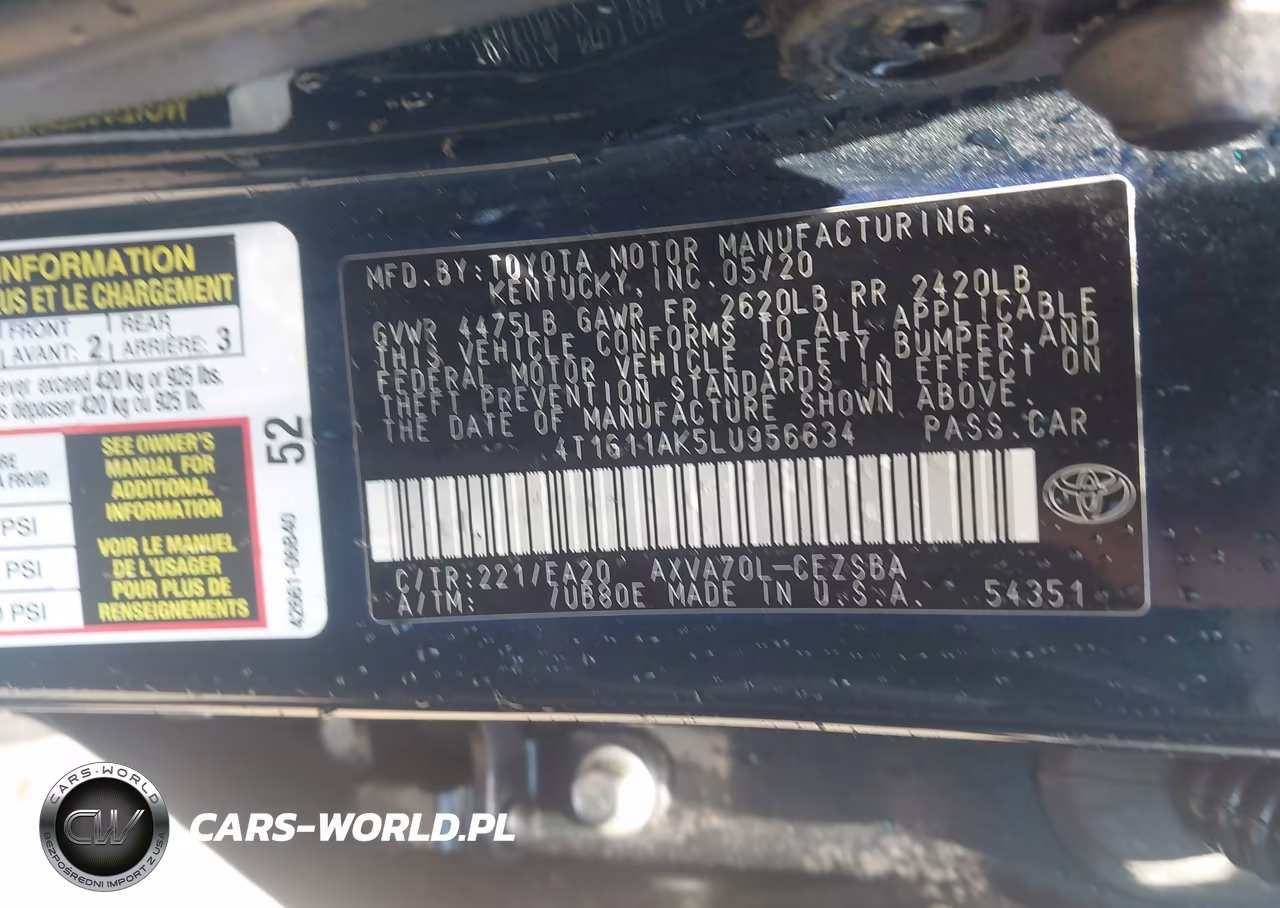 2020 Toyota Camry Se VIN:4T1G11AK5LU956634 - 9