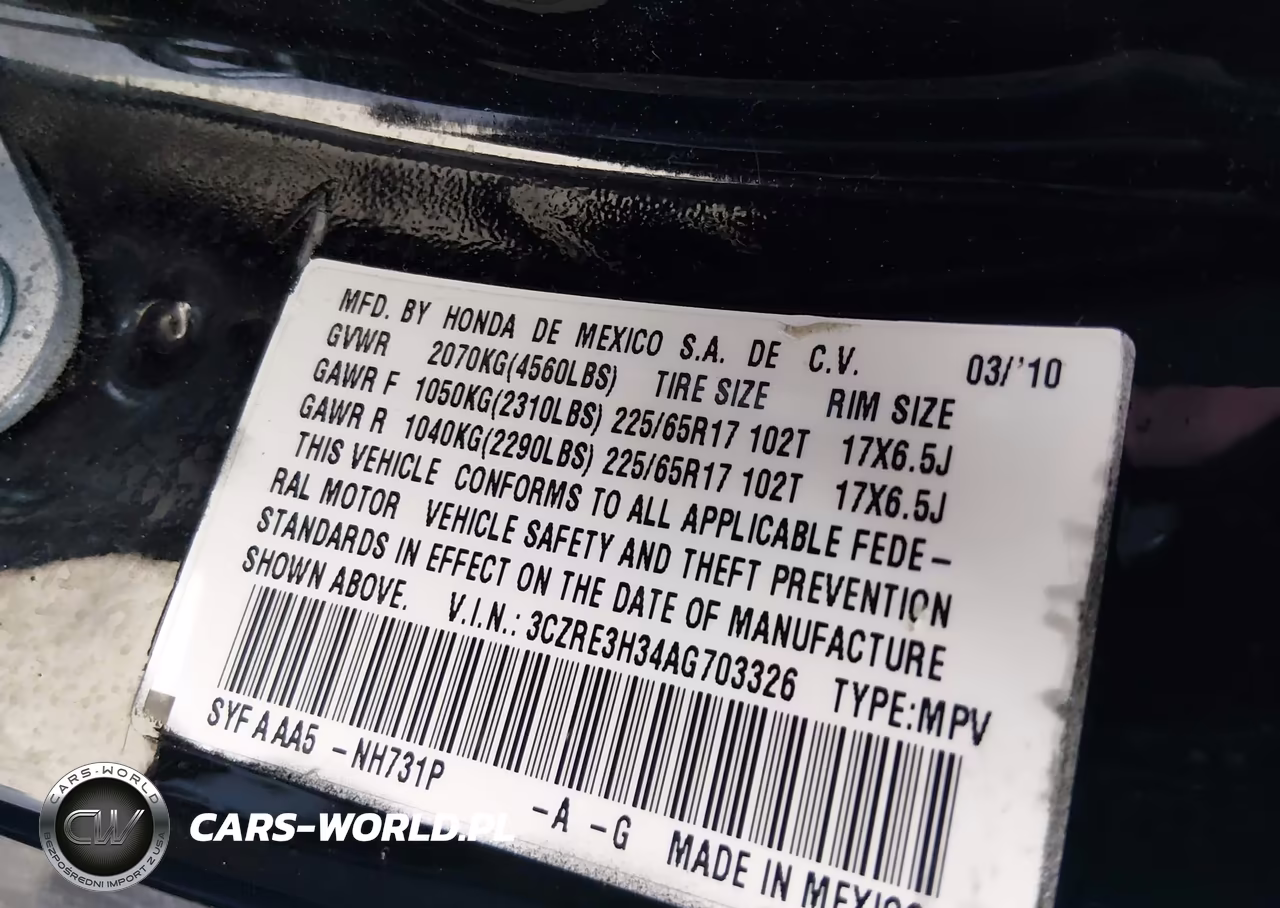 2010 Honda Cr-V Lx VIN:3CZRE3H34AG703326 - 9