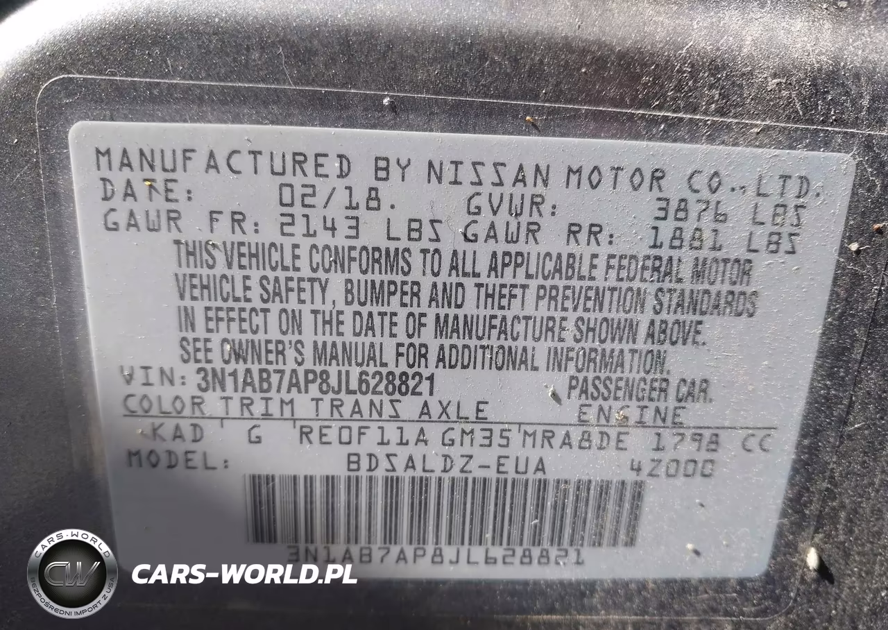 2018 Nissan Sentra Sv VIN:3N1AB7AP8JL628821 - 9