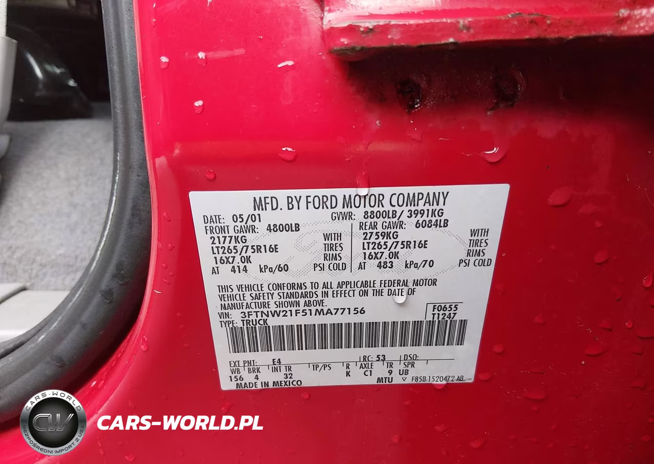 2001 Ford F-250 VIN:3FTNW21F51MA77156 - 9