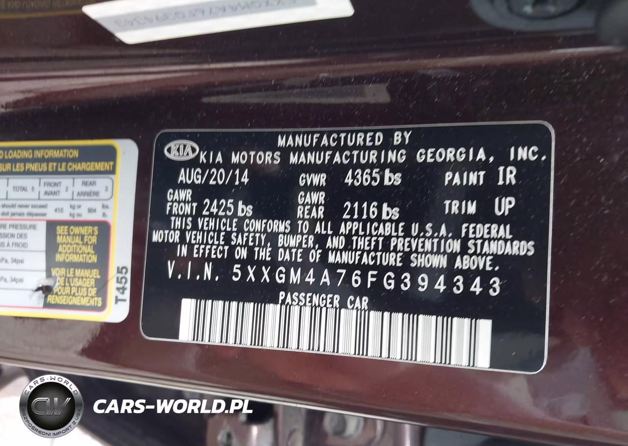 2015 Kia Optima Lx VIN:5XXGM4A76FG394343 - 9