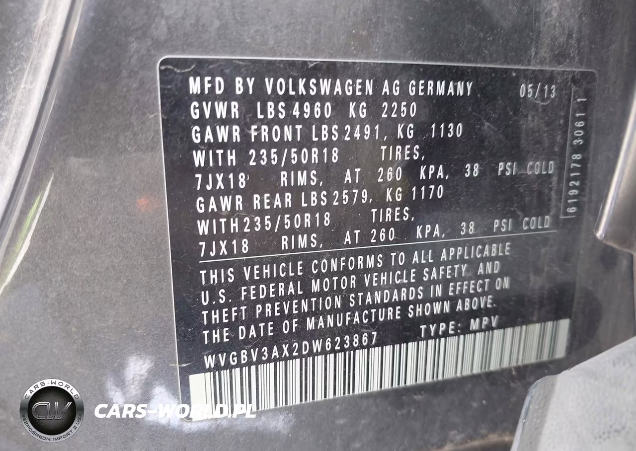 2013 Volkswagen Tiguan Se VIN:WVGBV3AX2DW623867 - 9