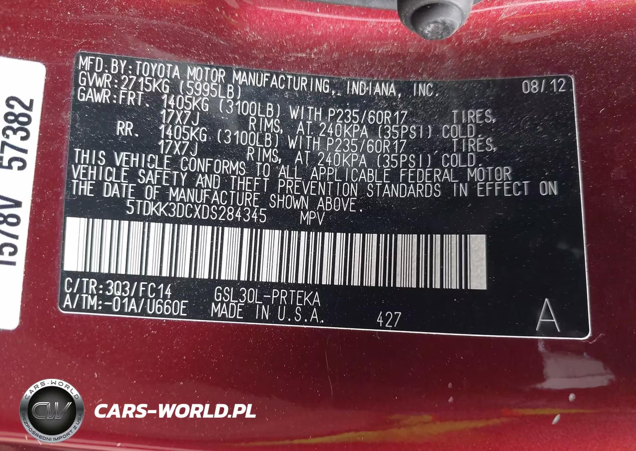 2013 Toyota Sienna Le V6 8 Passenger VIN:5TDKK3DCXDS284345 - 9